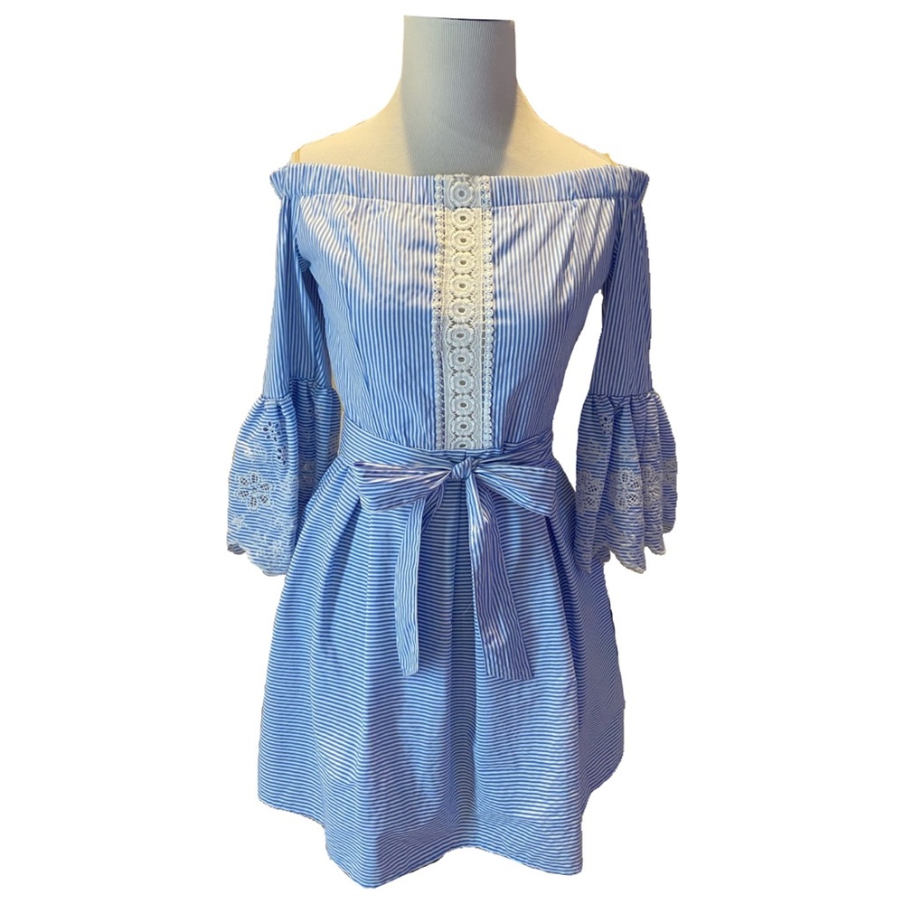 Teeze Me Blue Mini Striped Dress